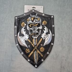 Medieval Knight Skull Shield 18" Tall Cosplay Novelty Black Polyurethane New